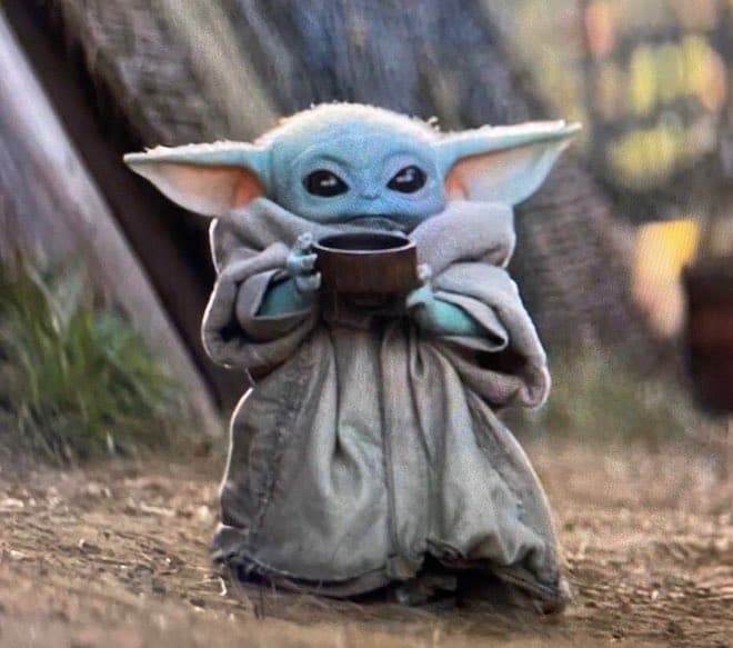 Baby Yoda Drinking Soup meme template