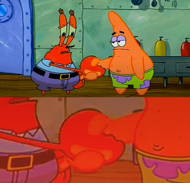 Mr Krabs And Patrick Shaking Hands meme template