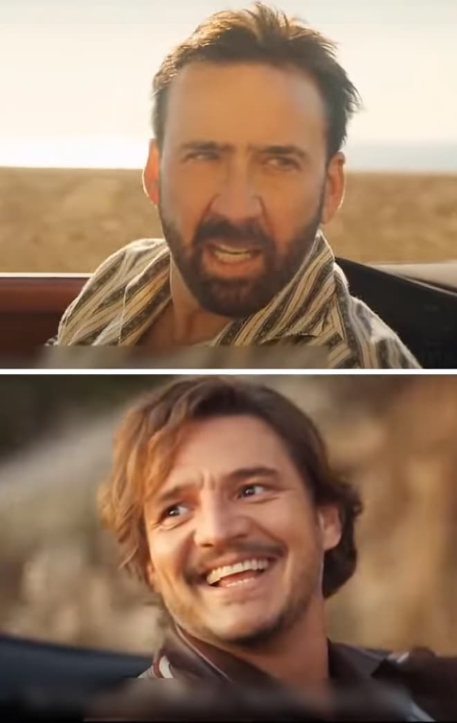 Nicolas Cage Looking At Pedro Pascal meme template