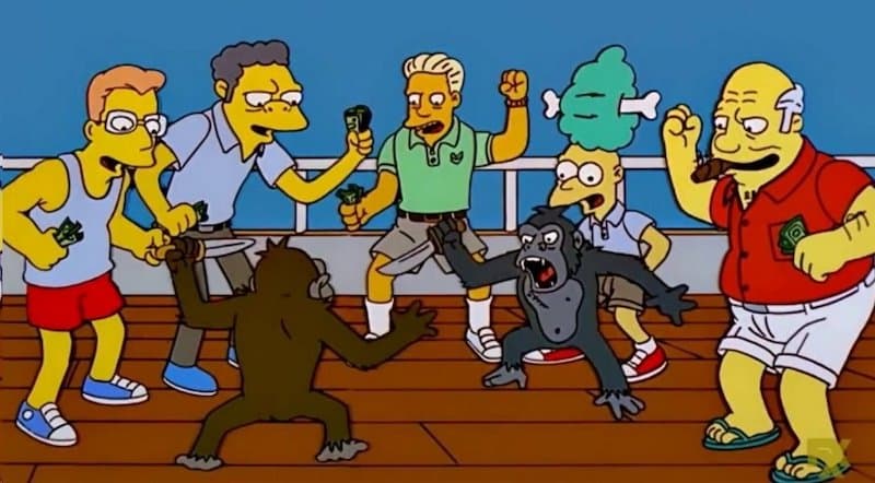 Simpsons Monkey Knife Fight meme template