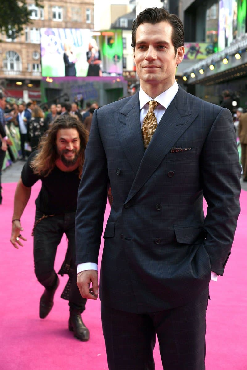 Jason Momoa Sneaks Up on Henry Cavill meme template