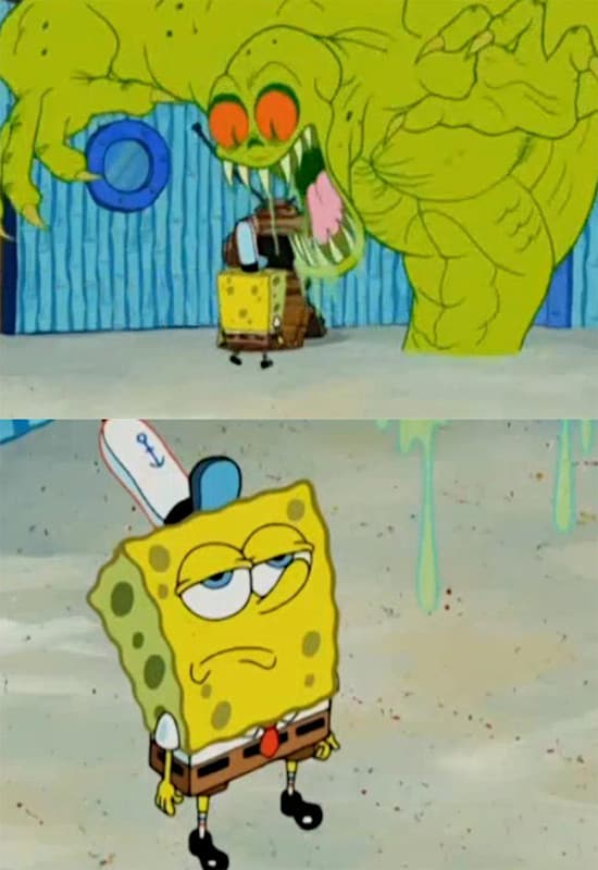 Spongebob Not Scared of The Flying Dutchman meme template