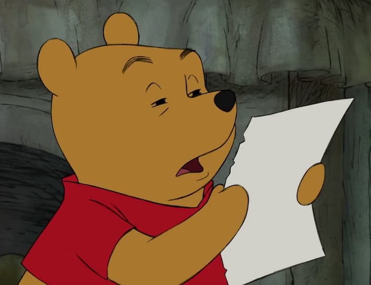 Winnie the Pooh Reading meme template