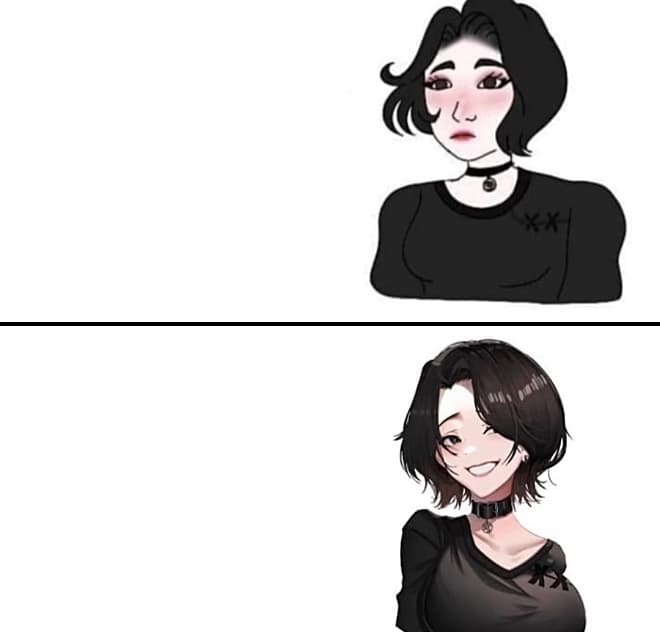 Doomer Girl vs. Anime Doomer Girl meme template
